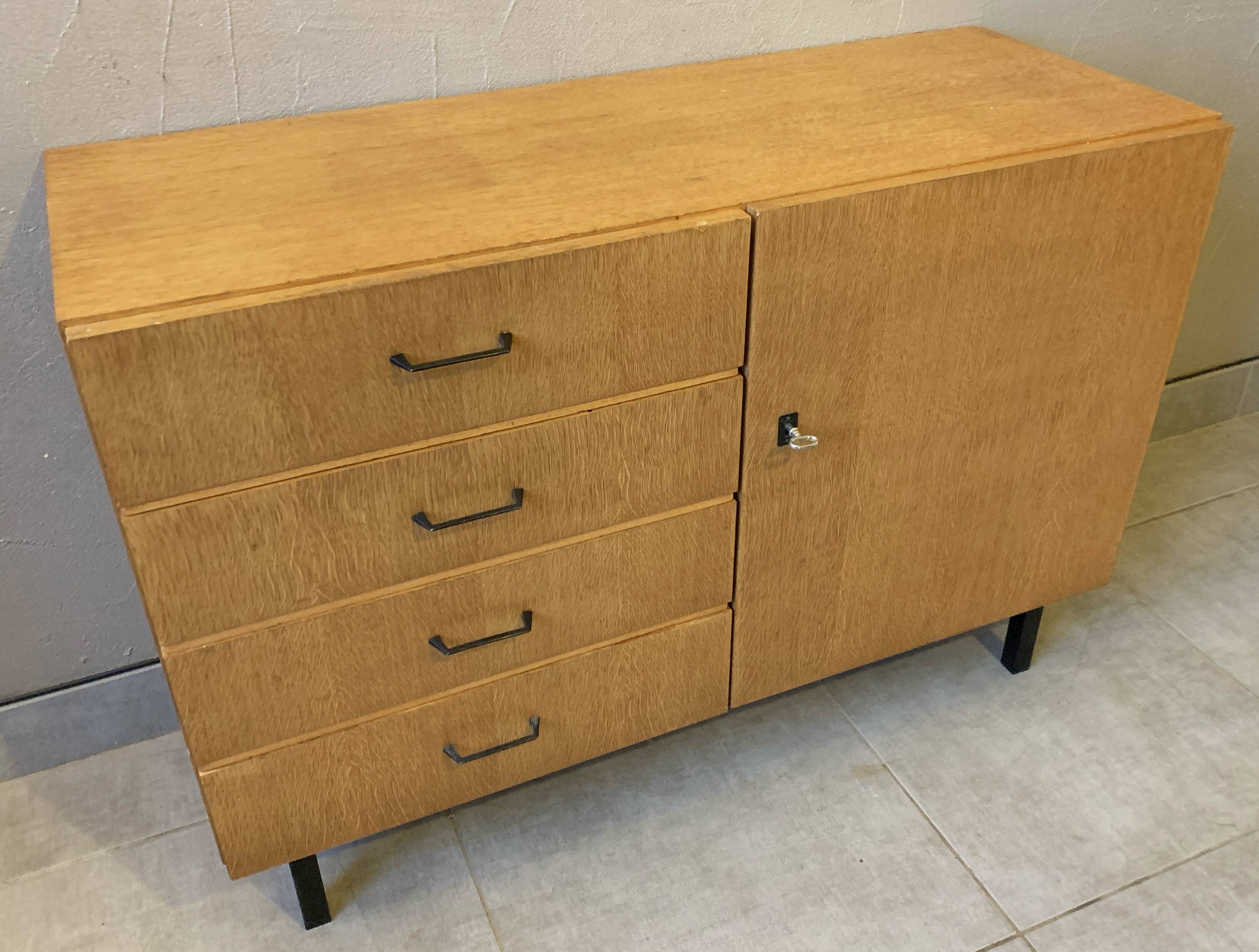 Scandinavian vintage chest of drawers from the 60s in light oak