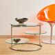 Table basse en verre et métal tubulaire avec plateaux pivotants
