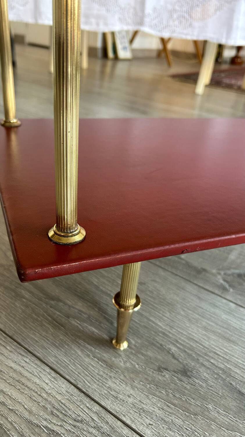 Vintage glass and brass coffee table
