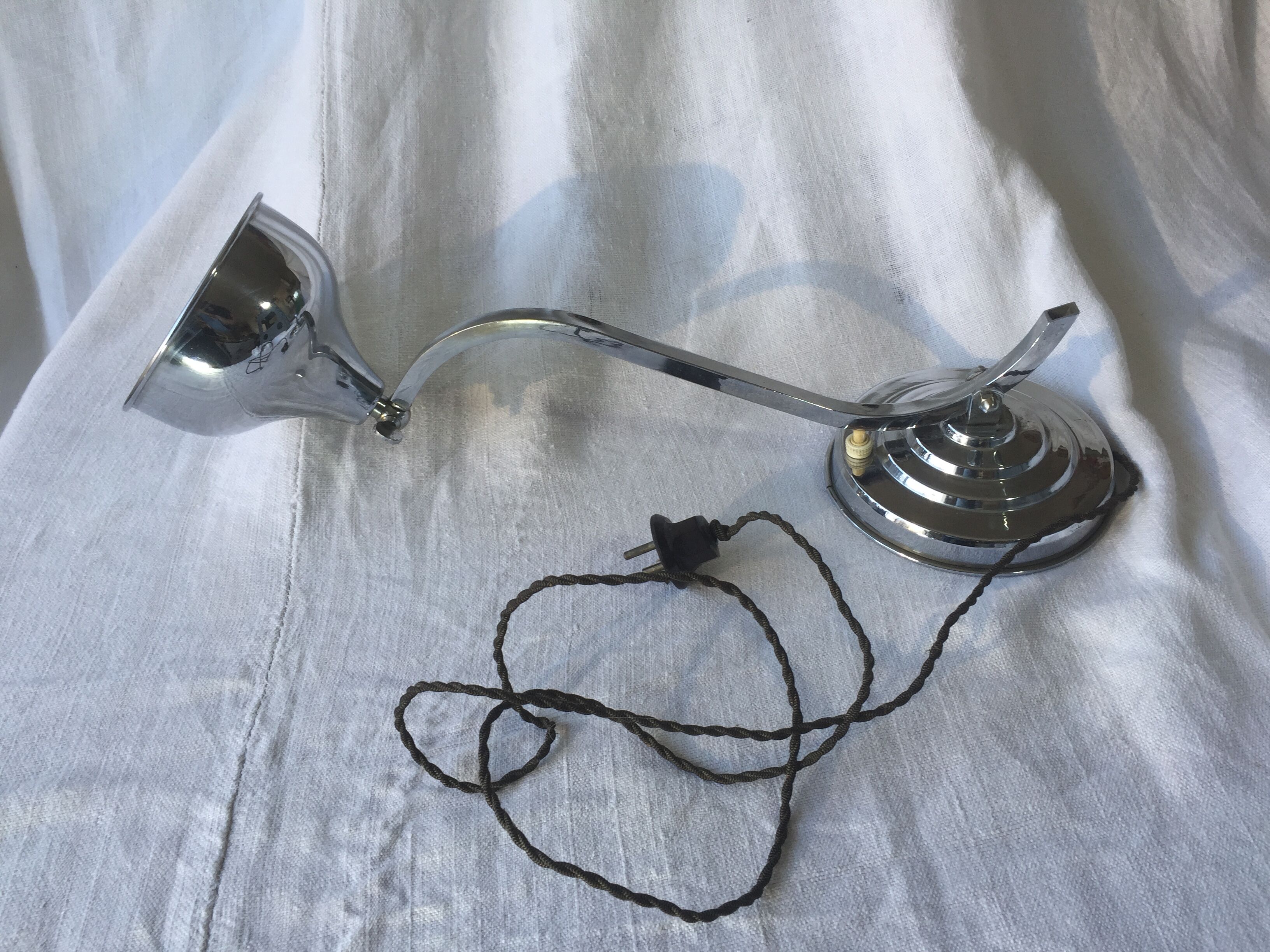 Authentic 1930 chrome brass swivel art deco desk lamp