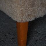 Pair of Mid Century Modern Swedish lounge chairs in birch and lamb's wool, 1960s.