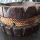 Cendrier rustique ancien en bois sculpté