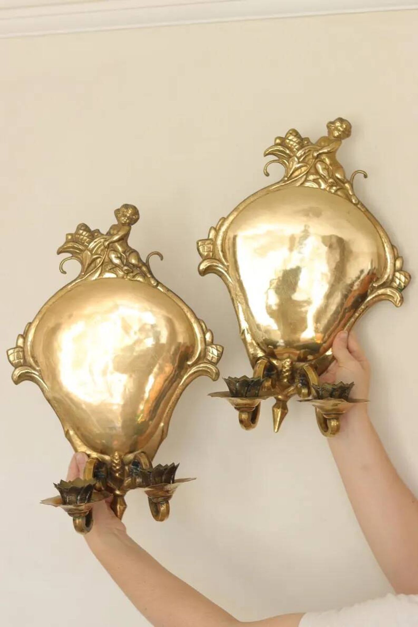 Pair Of Mid Century Swedish Brass Sconces