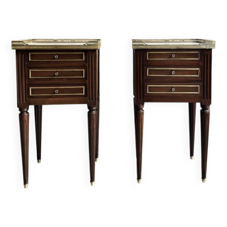 Pair of Louis XVI mahogany bedside tables