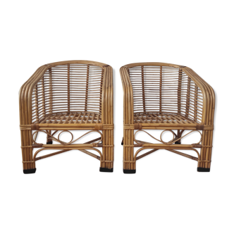 Pair of rattan armchairs