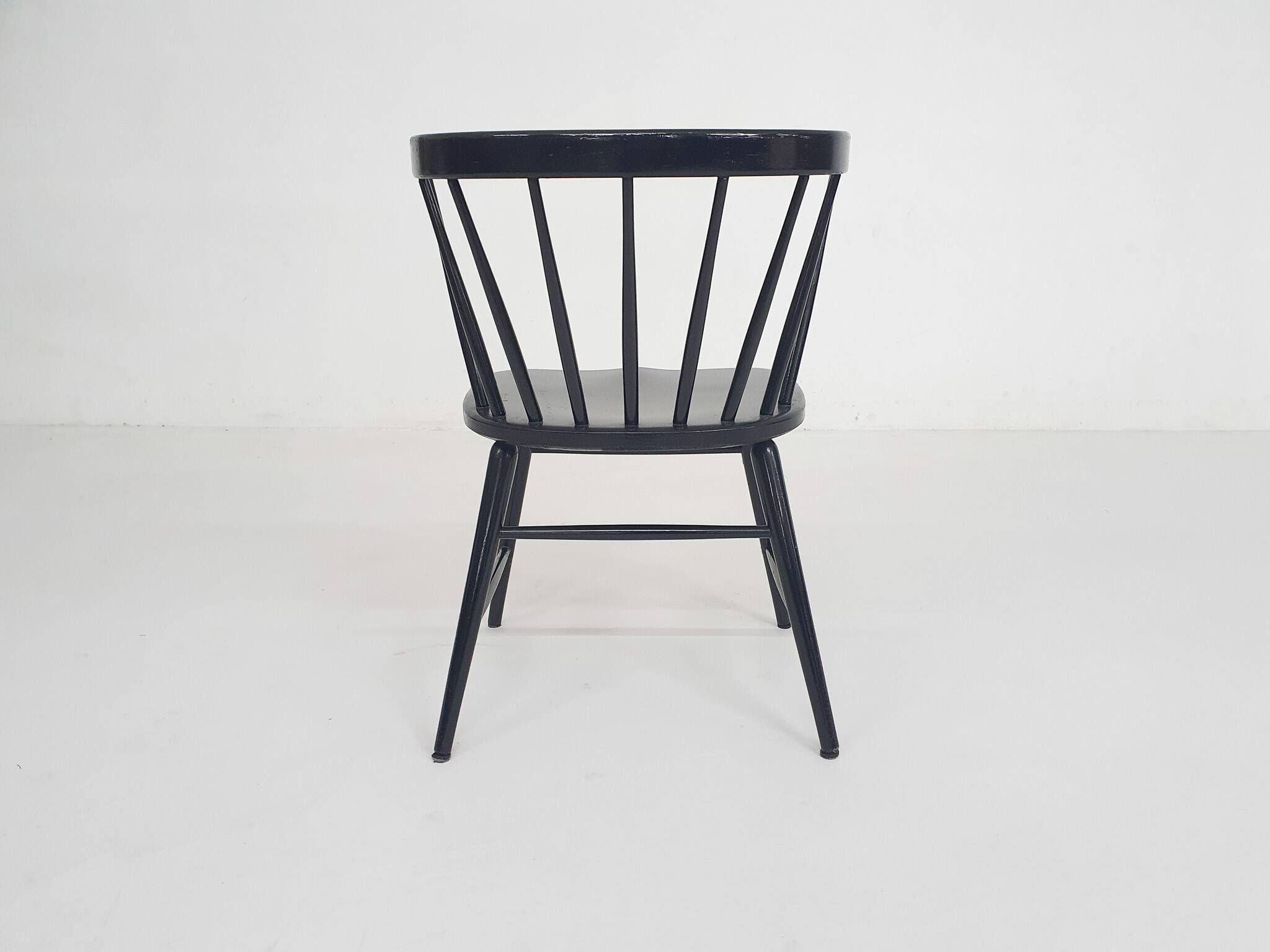 Black spindle back dining chair attrb. to Nesto, Denmark 1960's