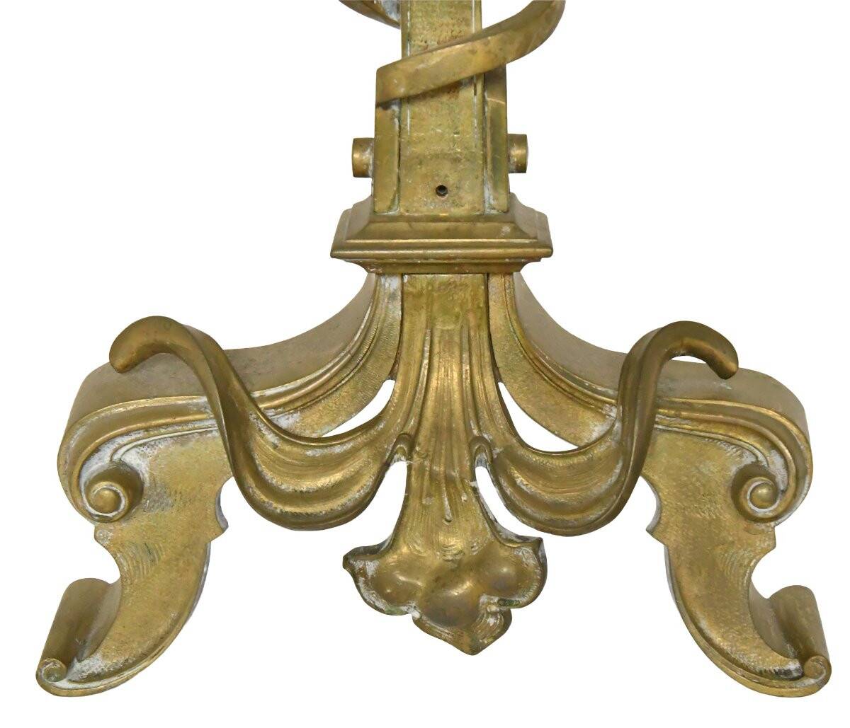 Pair of gilded bronze andirons decorated with serpents.