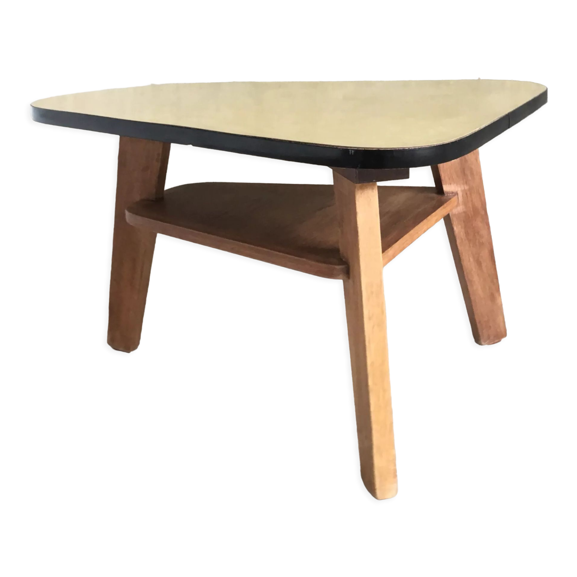 Modernist free-form tripod coffee table 2 trays - 1950