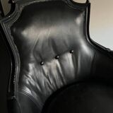 Bergère cuir noir