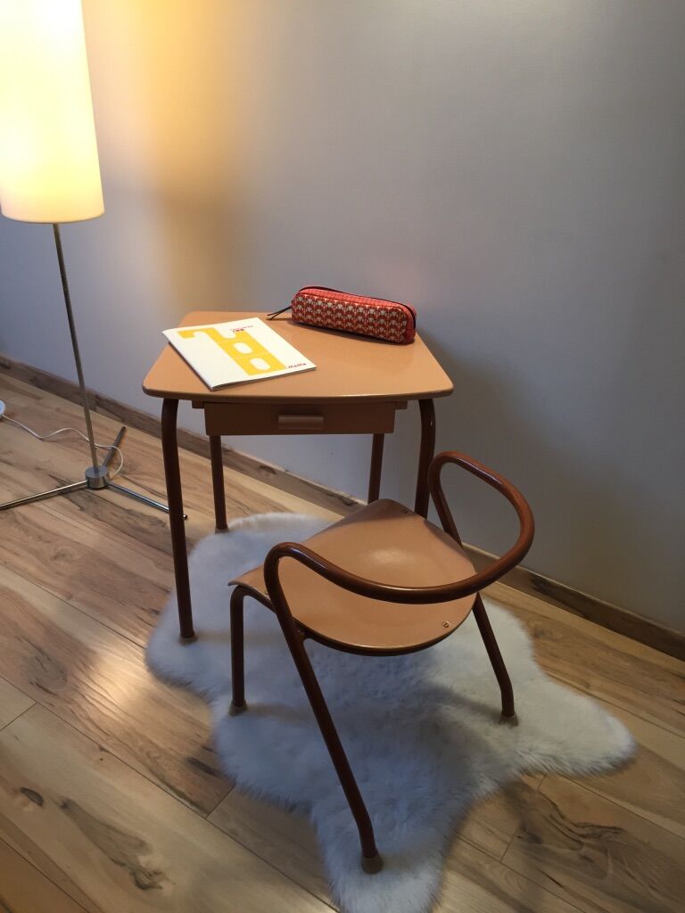 School set MCA 300 armchair and MCA 322 desk by Jacques Hitier, 1950's