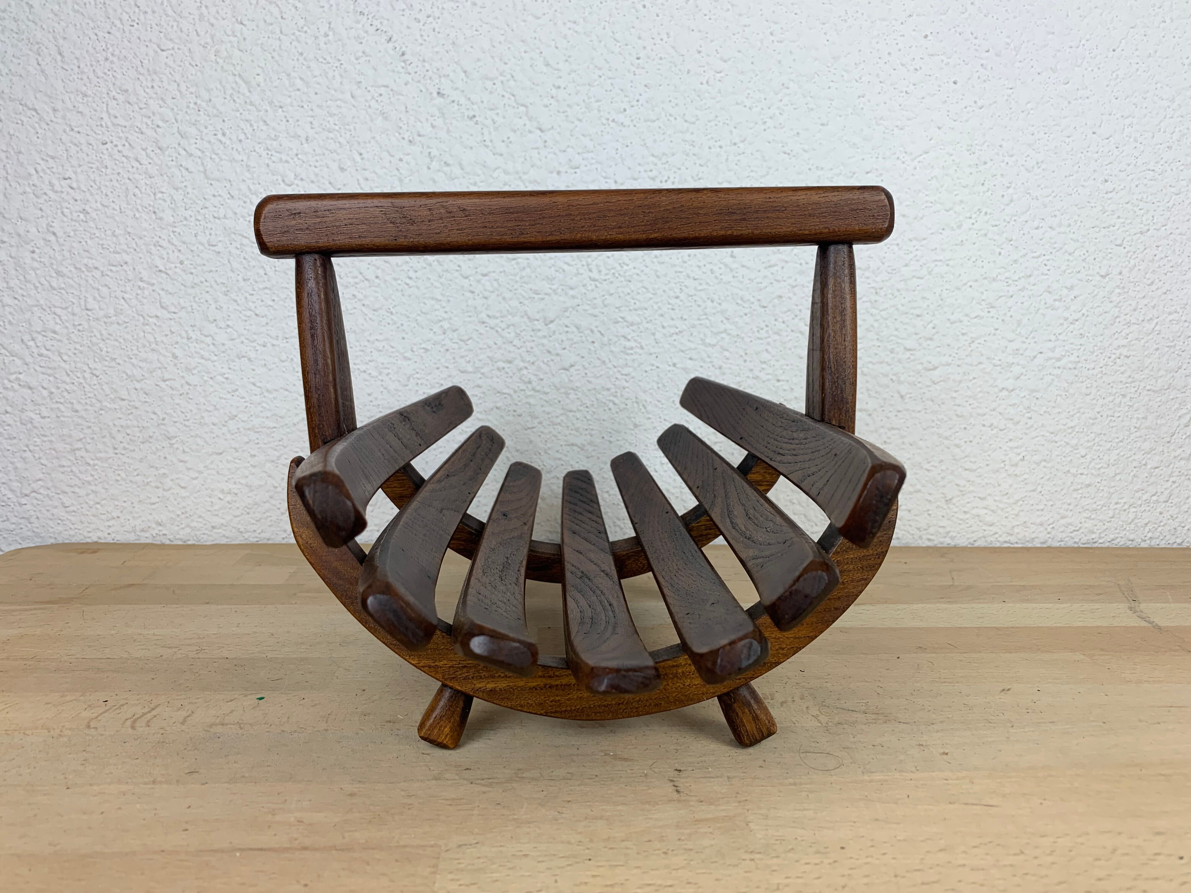 Brutalist wooden Scandinavian fruit basket