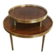 Tripod gueridon in neoclassical style made of mahogany, brass, and a golden metal base.