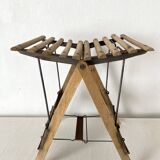 Tabouret ancien pliant à lattes , porte plante