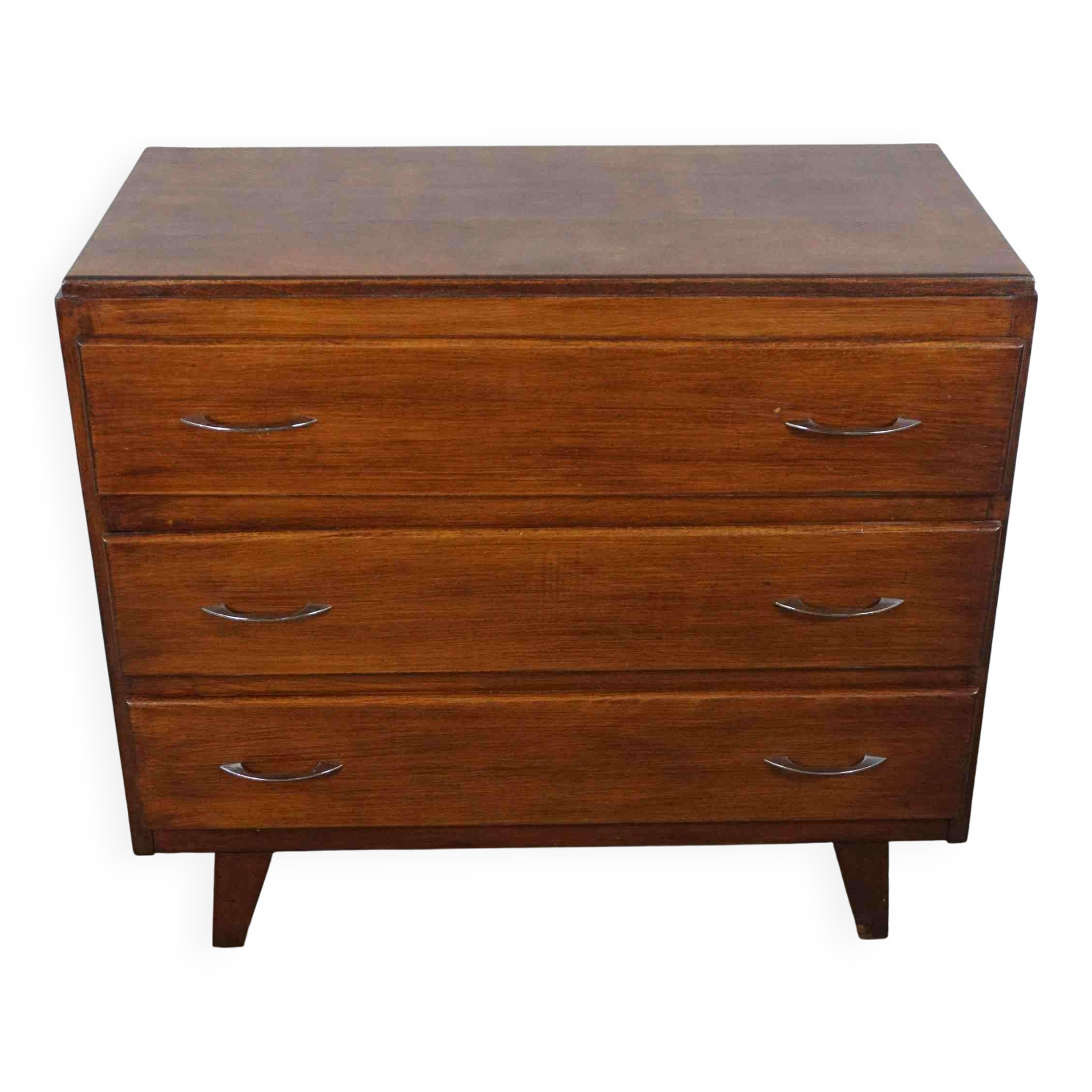 vintage 50s chest of drawers with three drawers and compass feet