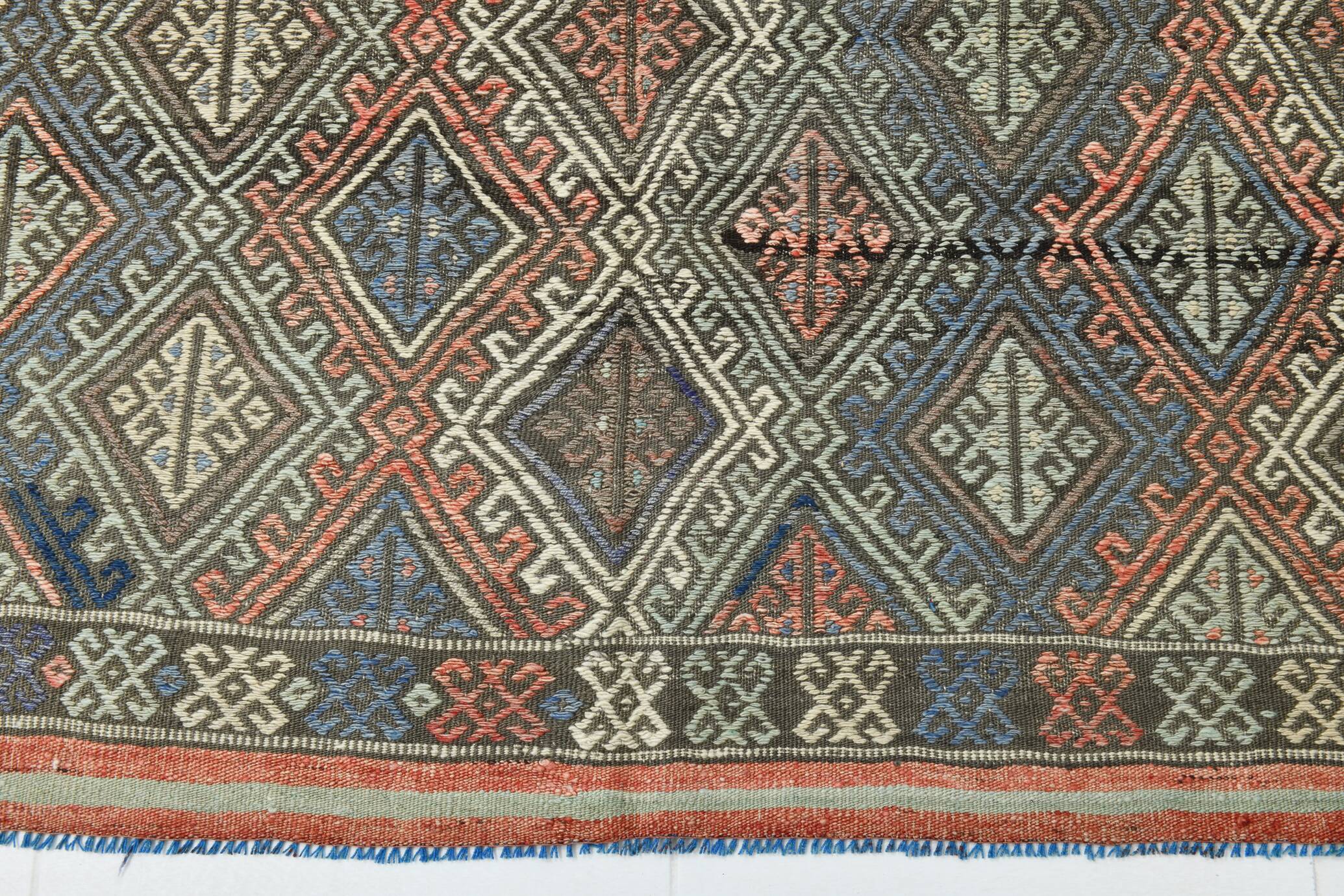 5x8 Kilim Light Blue Geometric Style Kilim Rug, 165x245Cm