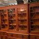 English-style blond mahogany two-body bookcase