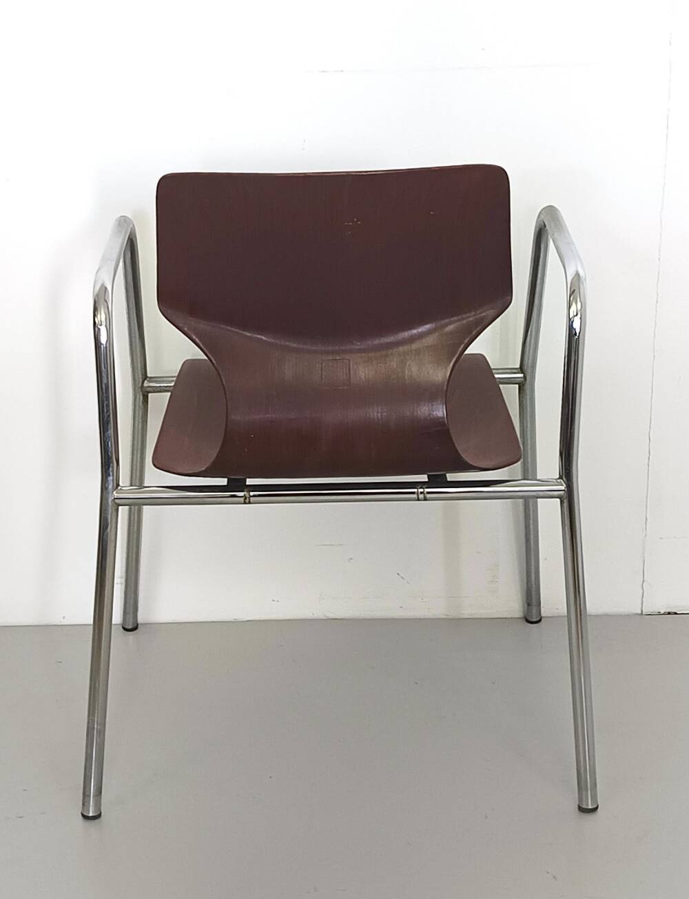 Set of Six Curved Beech Desk Chairs by Pagholz Flötotto with Armrests, Germ