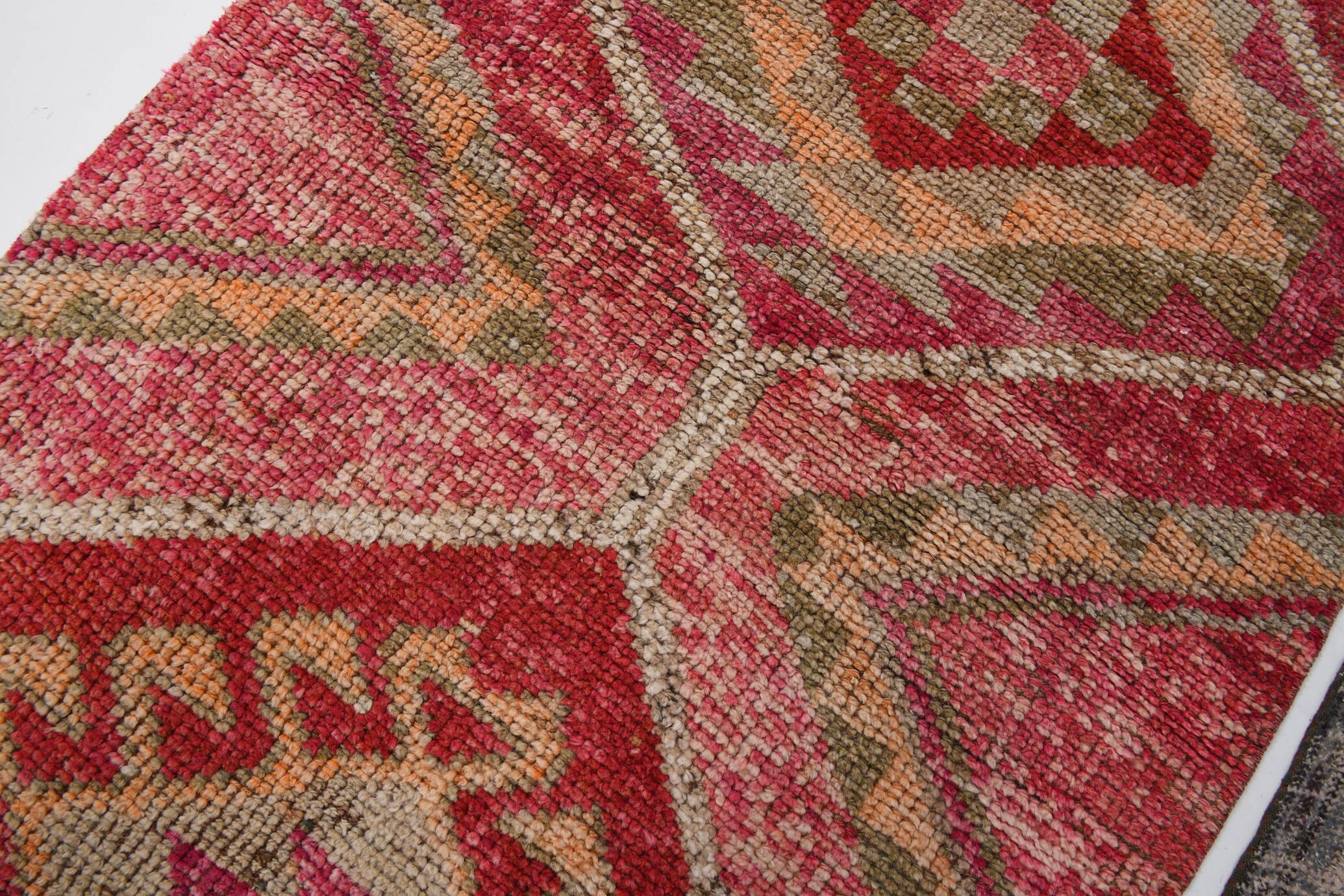 3x10 Red Pink Oriental Vintage Runner Rug, 95x317Cm