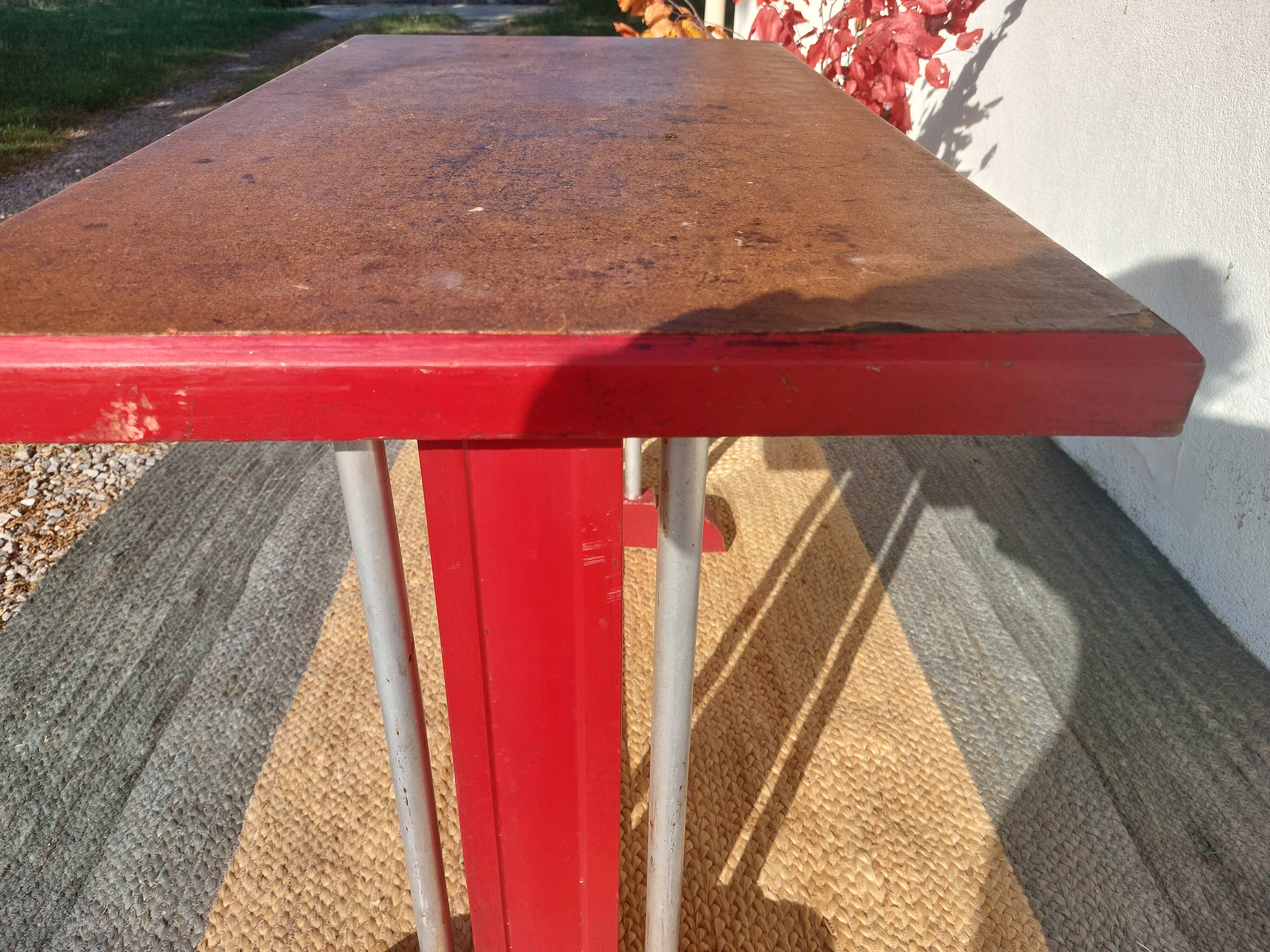 bistro table, wood and aluminium