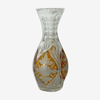 Vase en cristal de bohème taille jaune