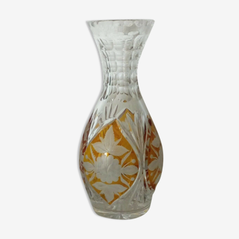 Yellow-cut bohemian crystal vase