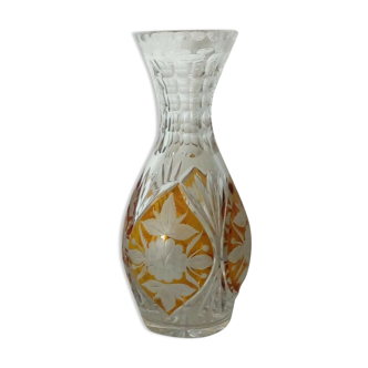 Yellow-cut bohemian crystal vase