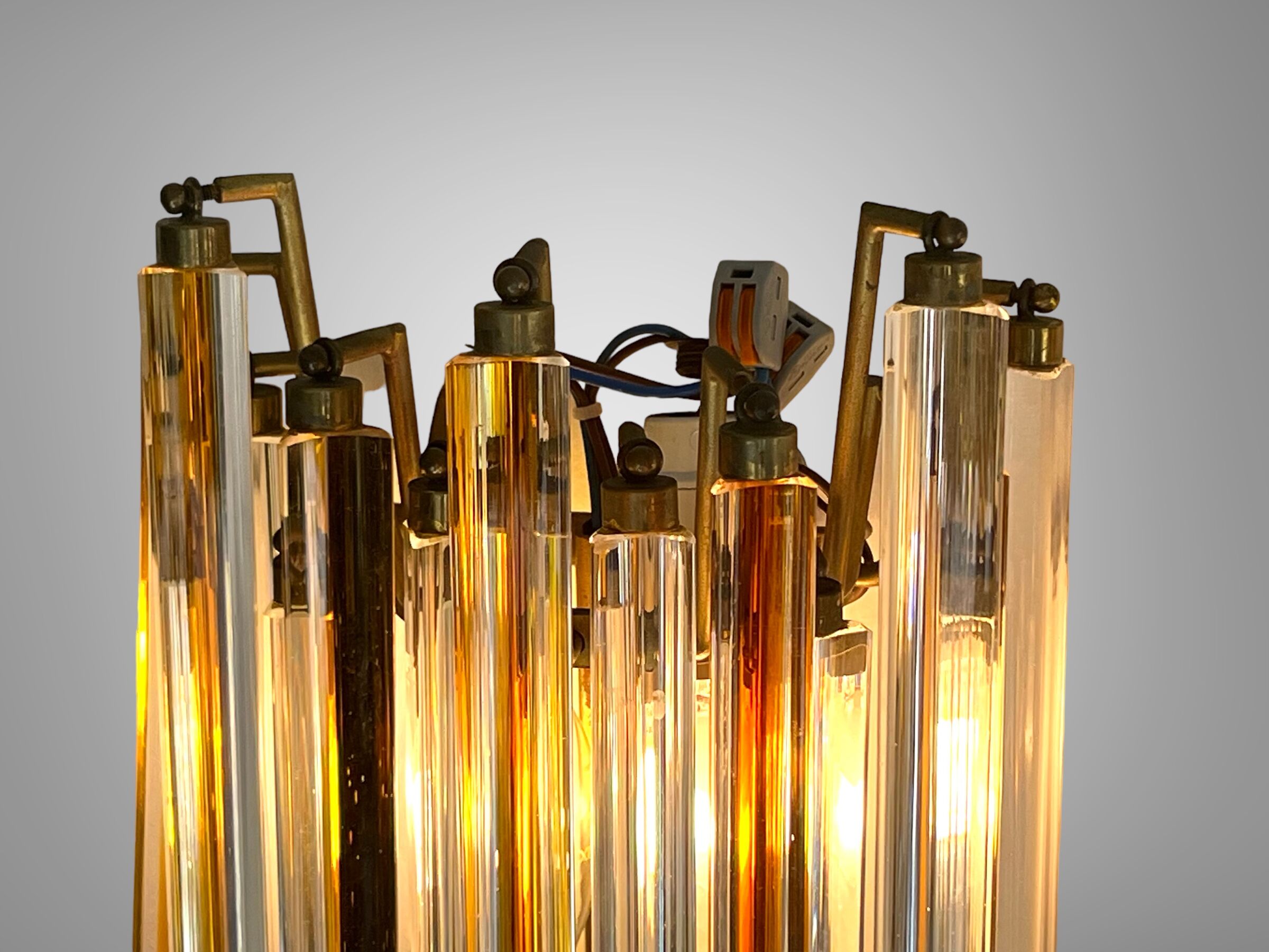 Pair of crystal sconces called "cascade" vintage murano by paolo venini
