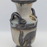 Roger Guérin (Bouffioulx) - Art Deco Vase Salt Glaze - Antelope Decor - 1930