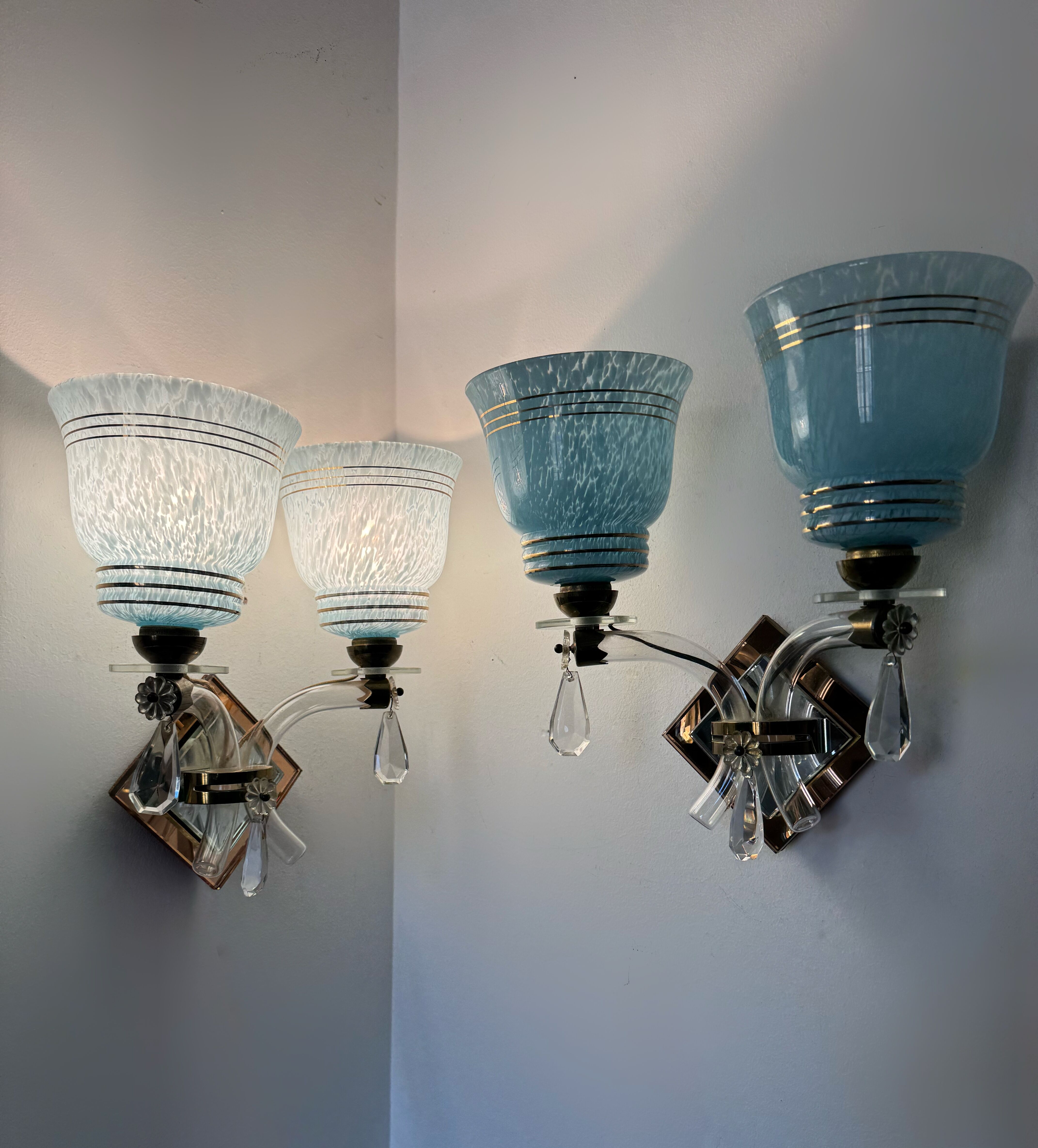 Art Deco mirror glass wall lights