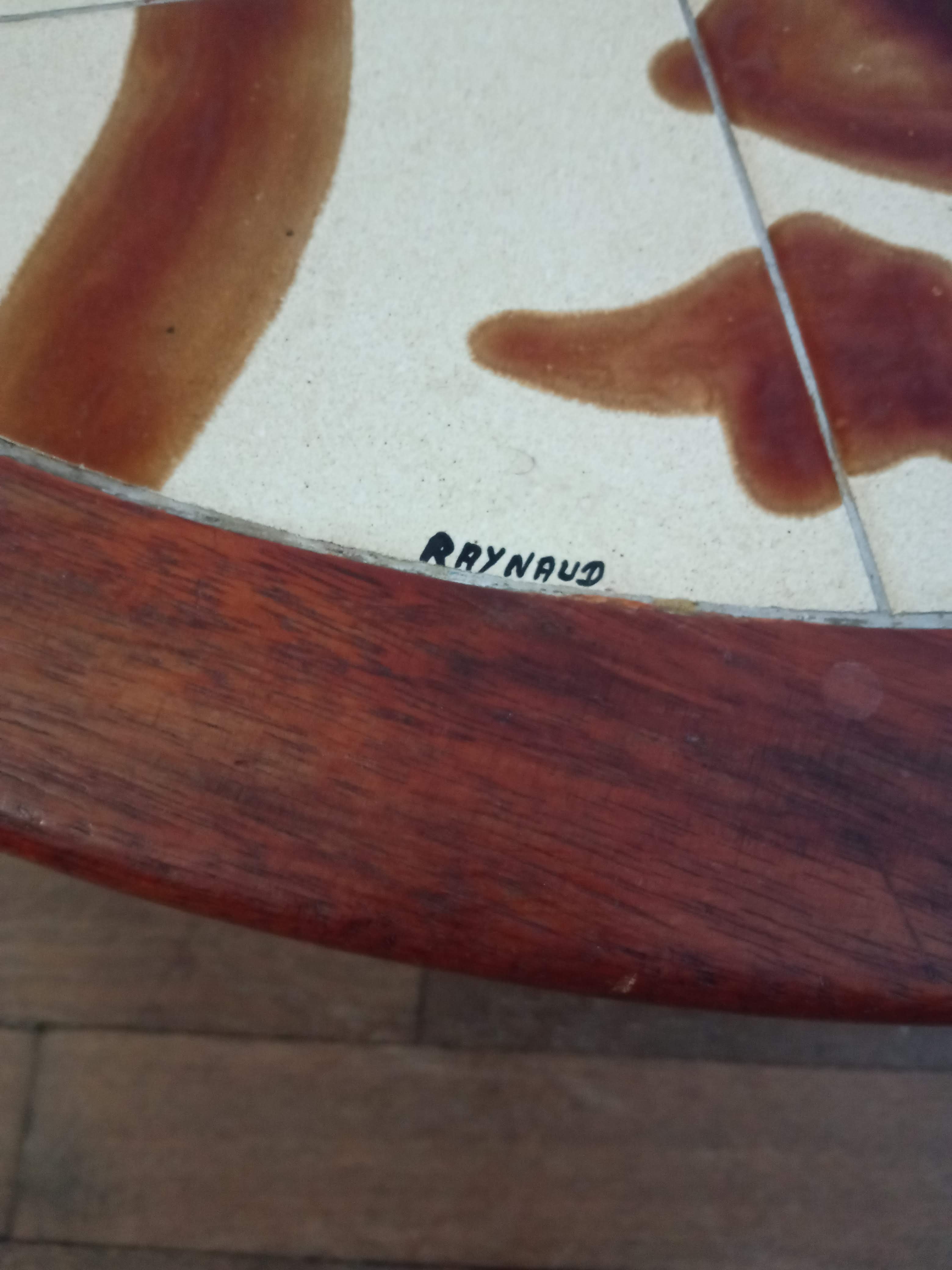 Ceramic coffee table and wood 1970 Raynaud