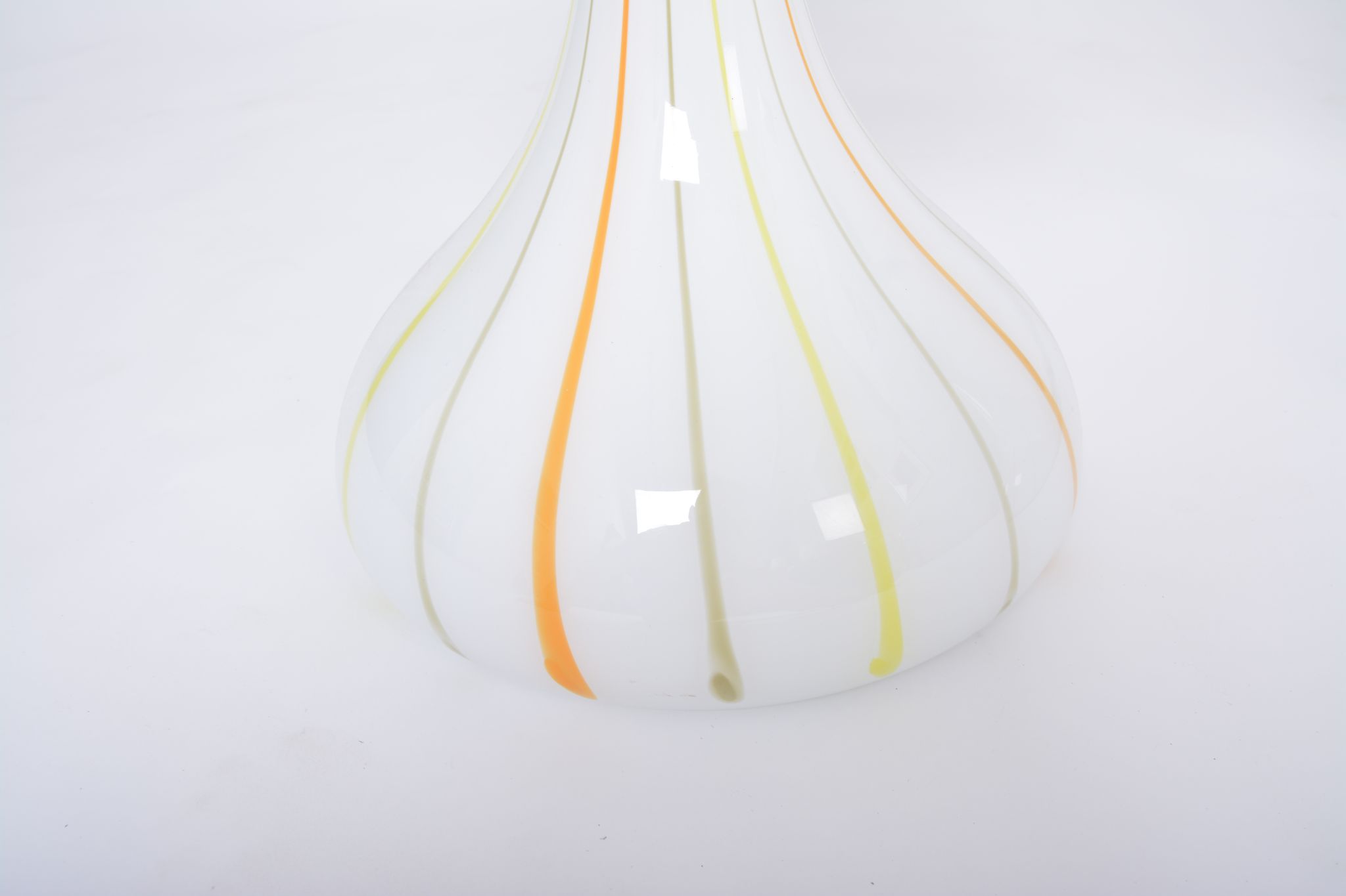 Pair of 1970s tall White Glass Table Lamps model "Candy" by Holmegaard