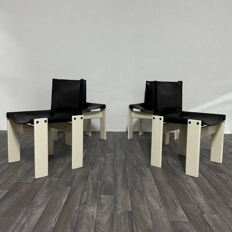 Monk Chairs attributed to Afra & Tobia Scarpa for Molteni&C, 1980s, Set of 4