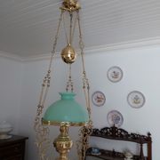 Suspension XIX eme bronze et opaline verte