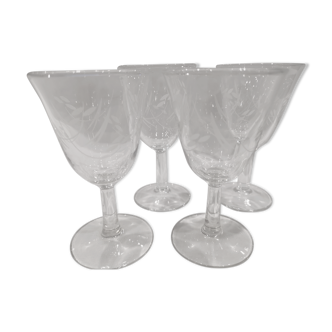 Set of 4 wine or aperitif glasses on semi-crystal stem