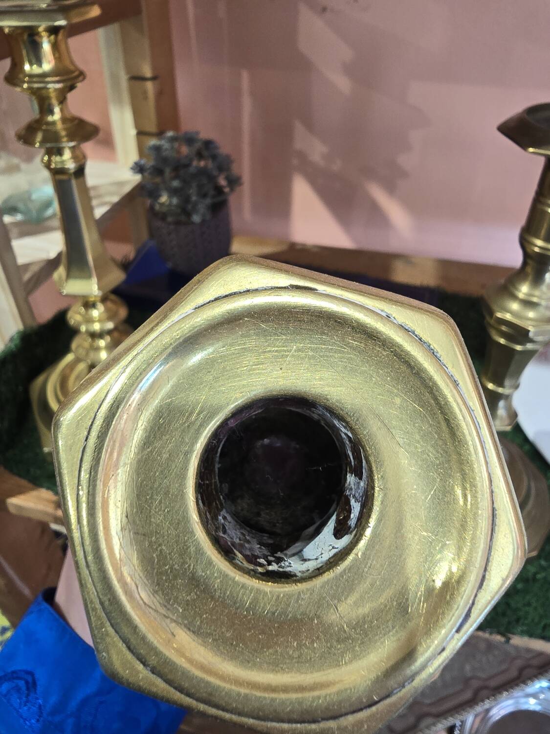 Pair of gilded brass candlesticks