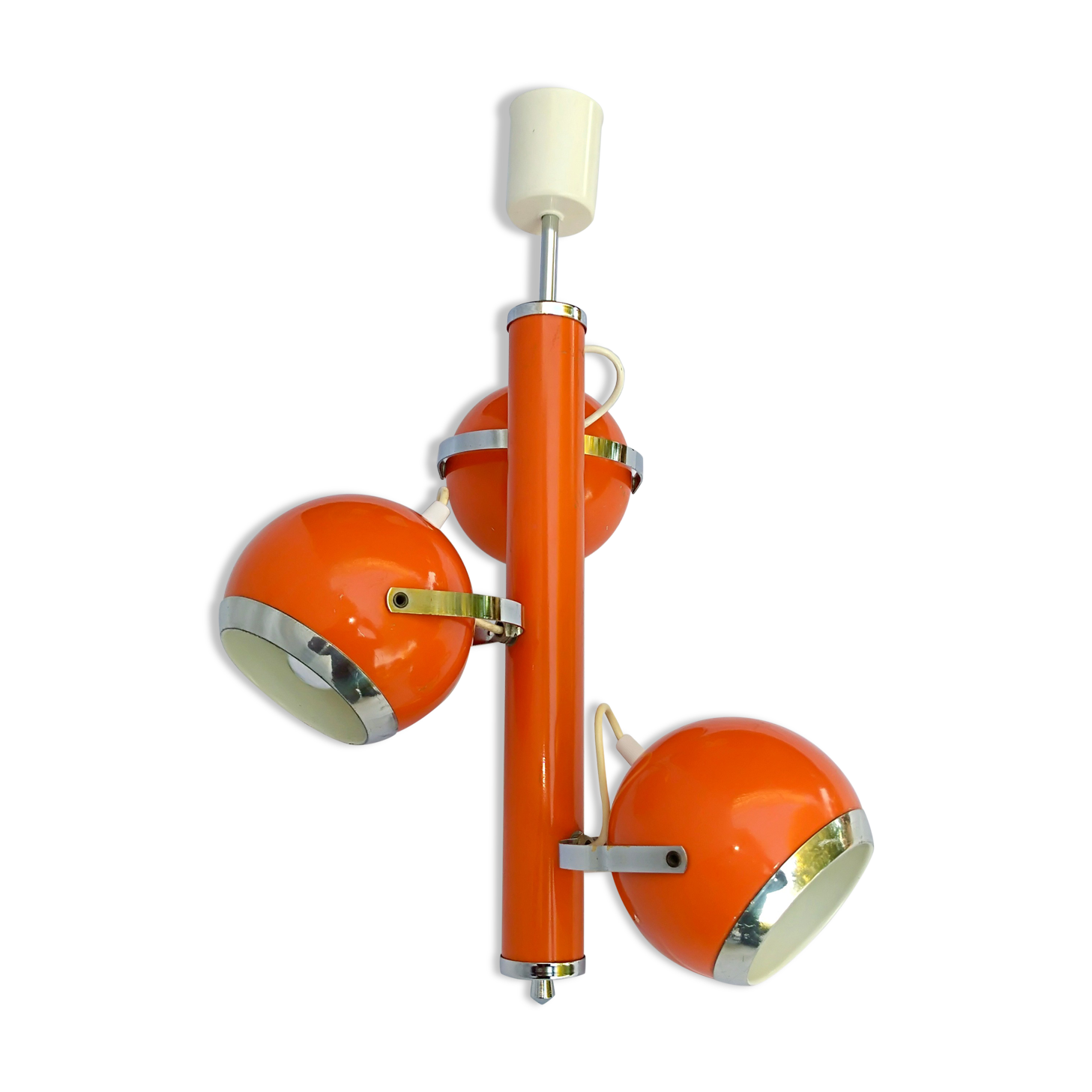 Chandelier with adjustable balls 70s model "eyeball" orange