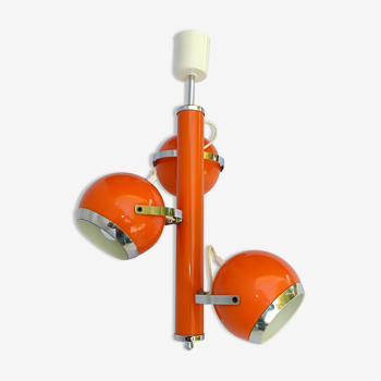 Lustre à boules orientables années 70 modèle "eyeball" orange