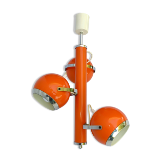Lustre à boules orientables années 70 modèle "eyeball" orange