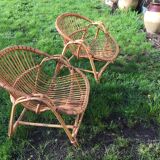 Pair of rattan armchairs