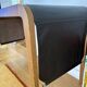 Vintage curved wood and leather desk – 1970s/80s