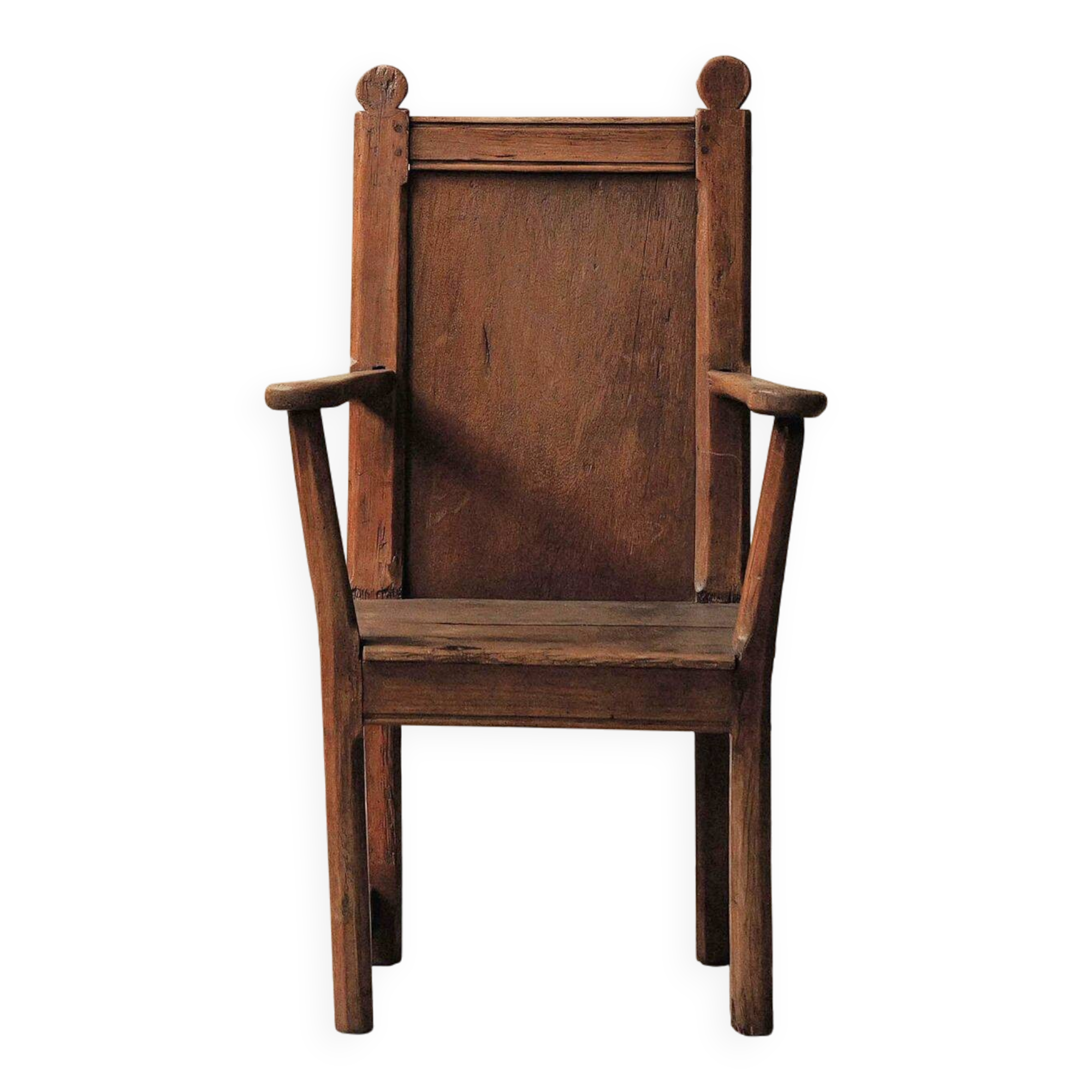 Peasant armchair in solid oak, France, 19th century