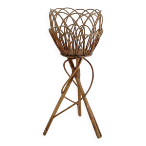 Porte plante en rotin