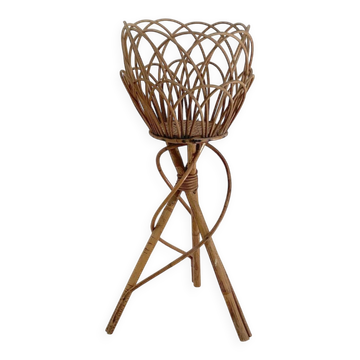 Vintage 70s rattan plant holder