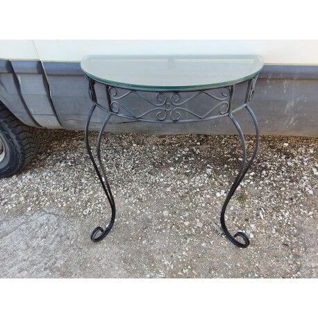 Console fer forgé plateau verre