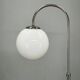 1940s Art Deco Chrome Floor Lamp with Opaline Globe and Side Table
