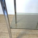 Chrome smoked glass side table