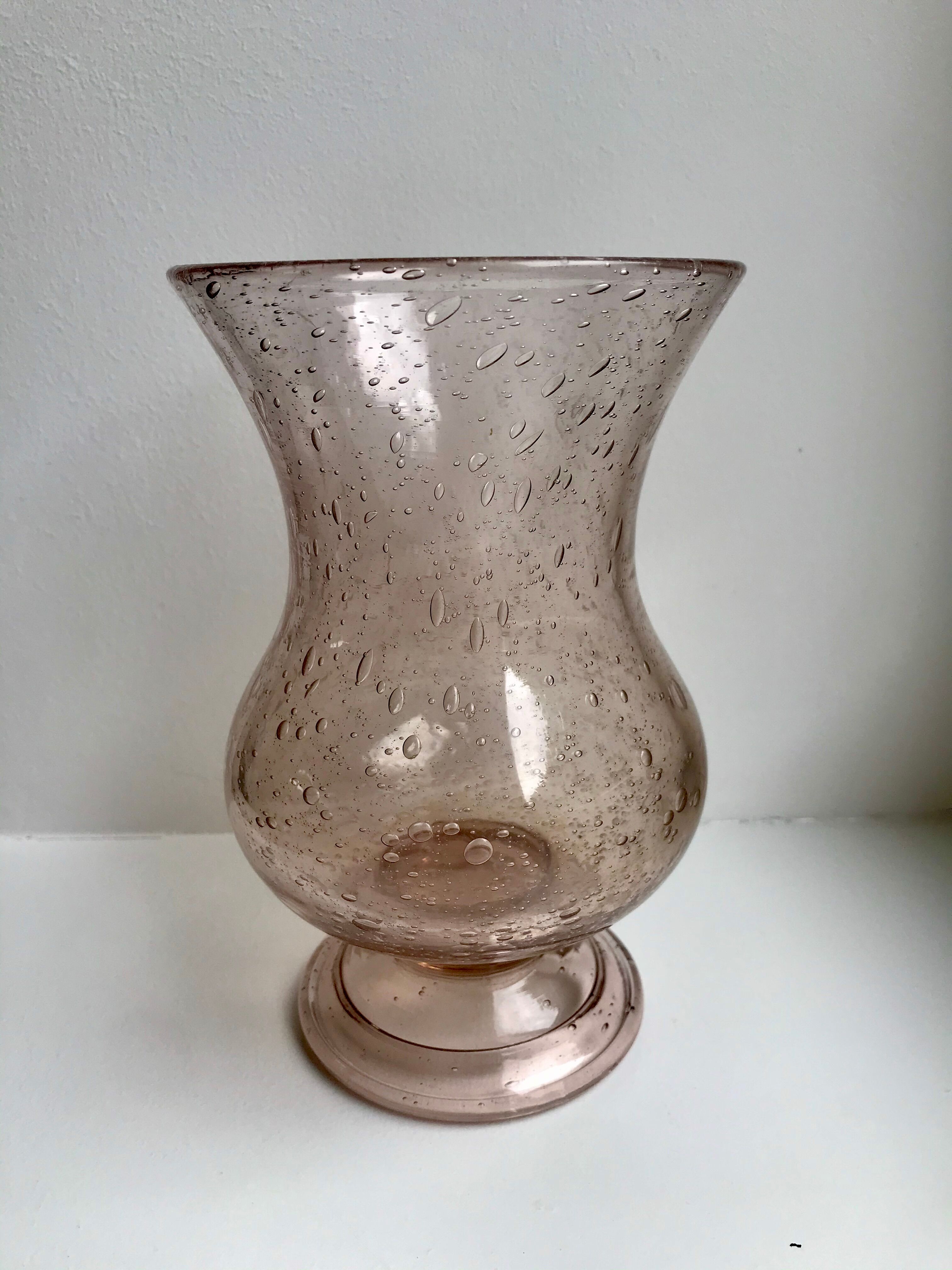 Bubbled glass vase from biot rose 60s-70s