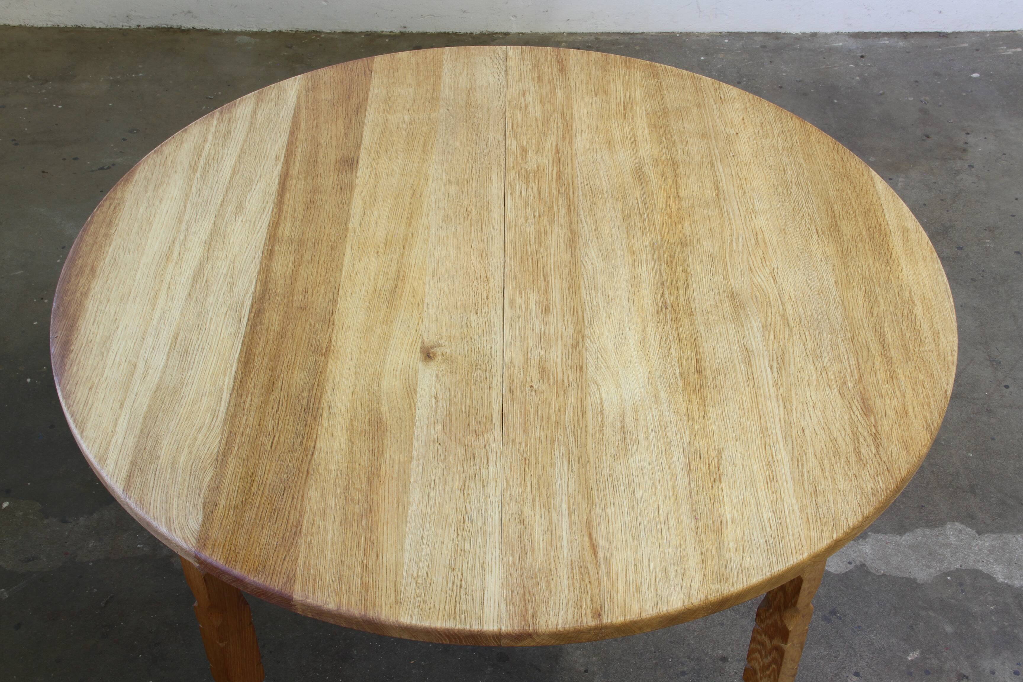 1960s vintage brutalist Danish extending oak dining table style Henning Kjærnulf