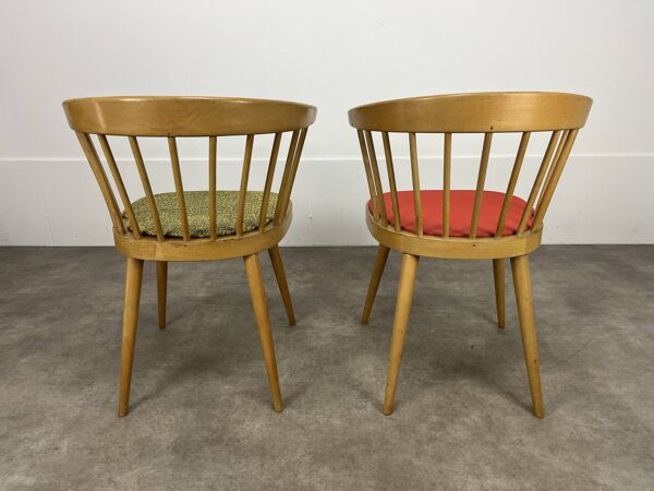 Paire de fauteuils de bureau à barreaux Baumann 740, années 60
