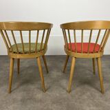 Pair of Baumann 740 office chairs, slatted models, 1960s